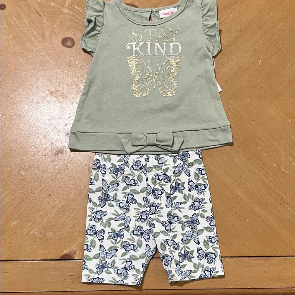 Little Lass Sage Top with Gold Accents
